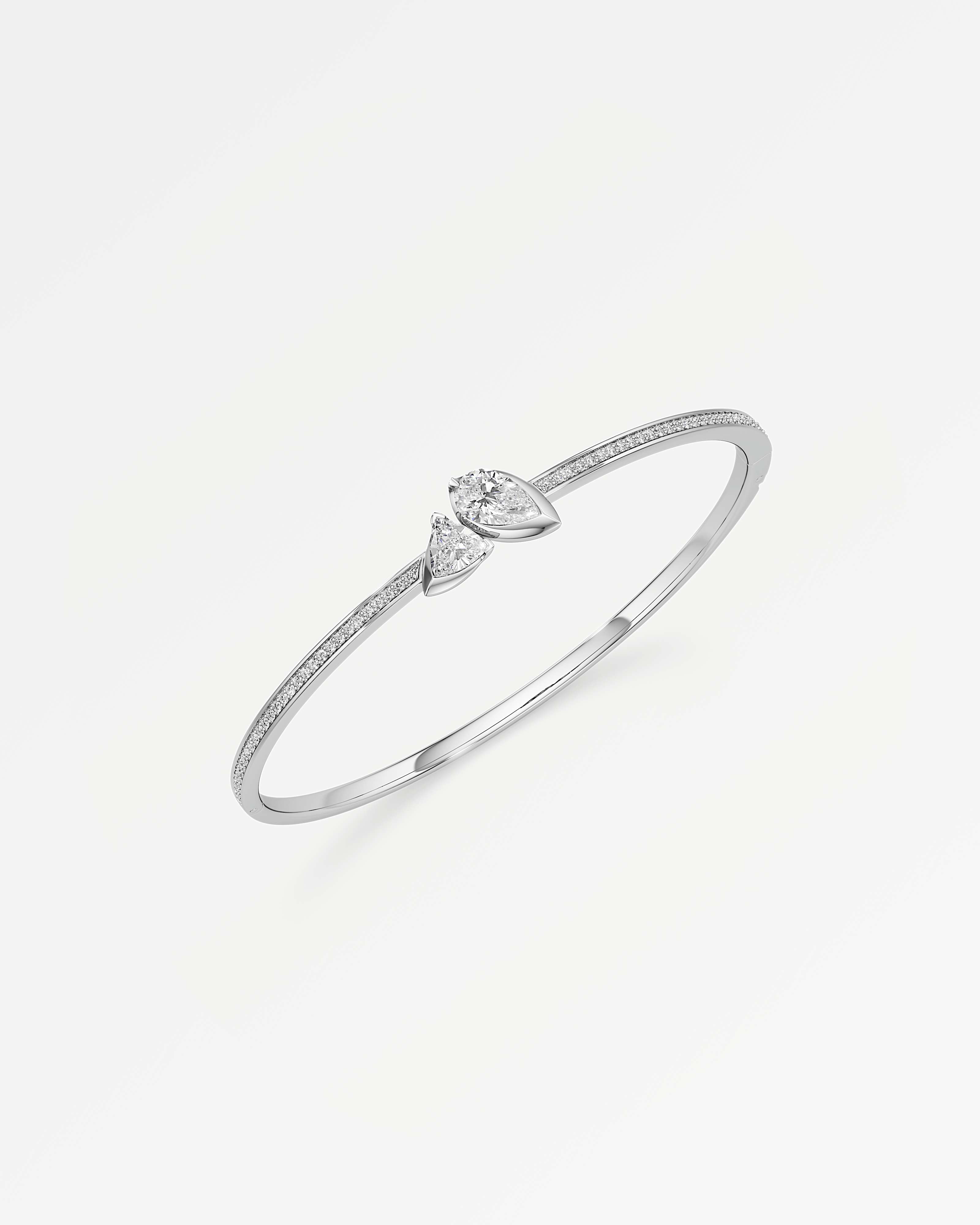 Pinnacle Leveré Diamond Bangle, In 14K White Gold (1.65 ctw)