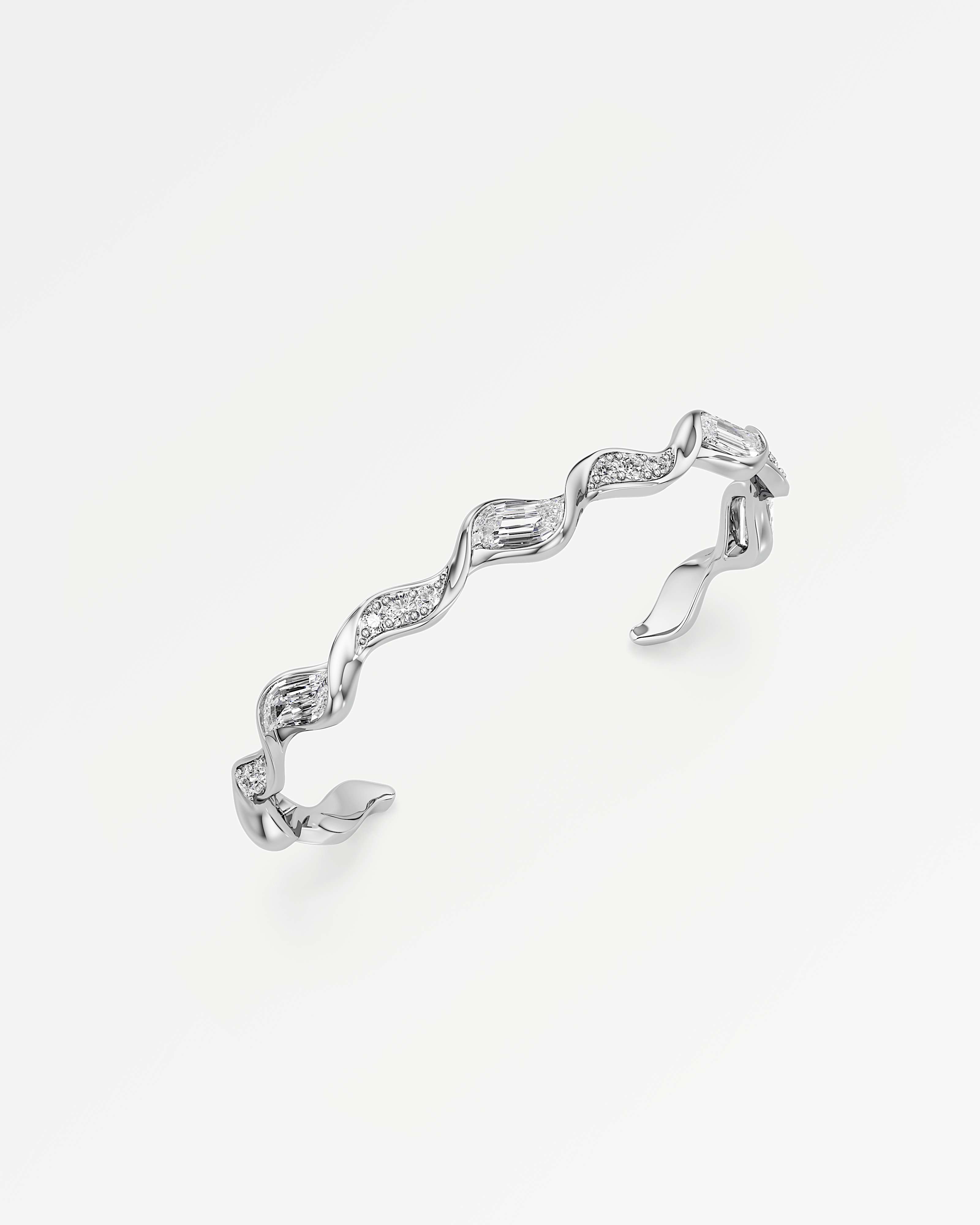 Glimmer Reverie Diamond Bangle , In 14K White Gold (5.06 ctw)