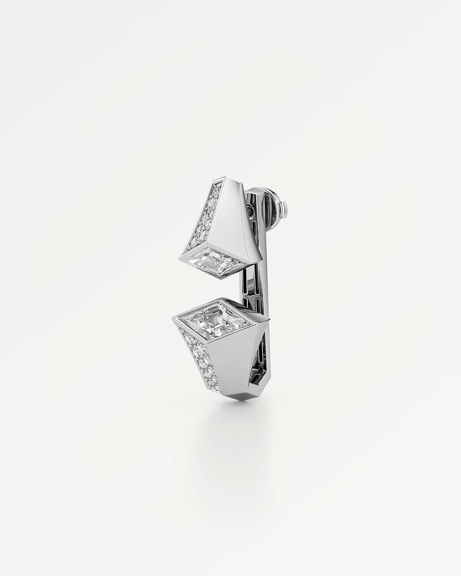 AM To Beyond Verticé Pavé Diamond Earrings, in 14K White Gold (2.92 ctw)