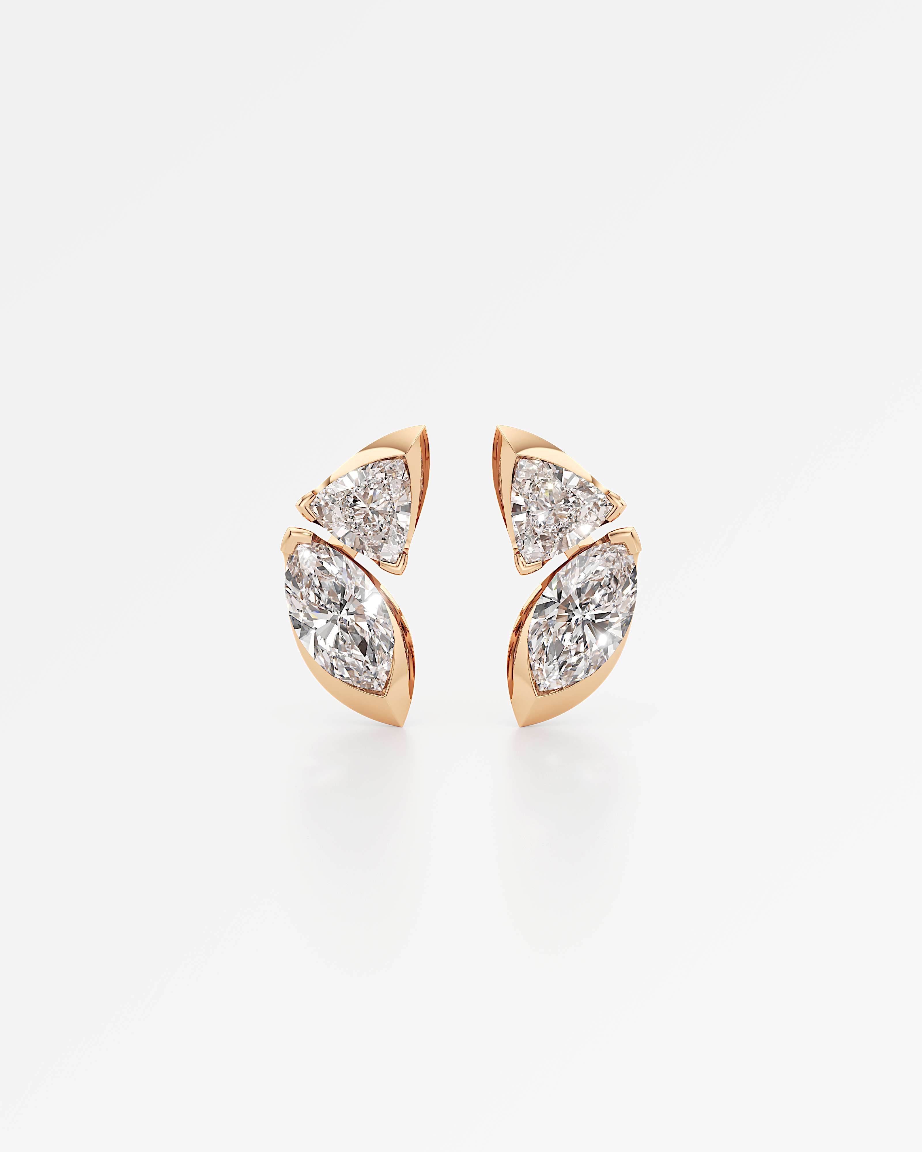 Pinnacle Levé Diamond Stud Earrings, In 14K Rose Gold (1.80 ctw)