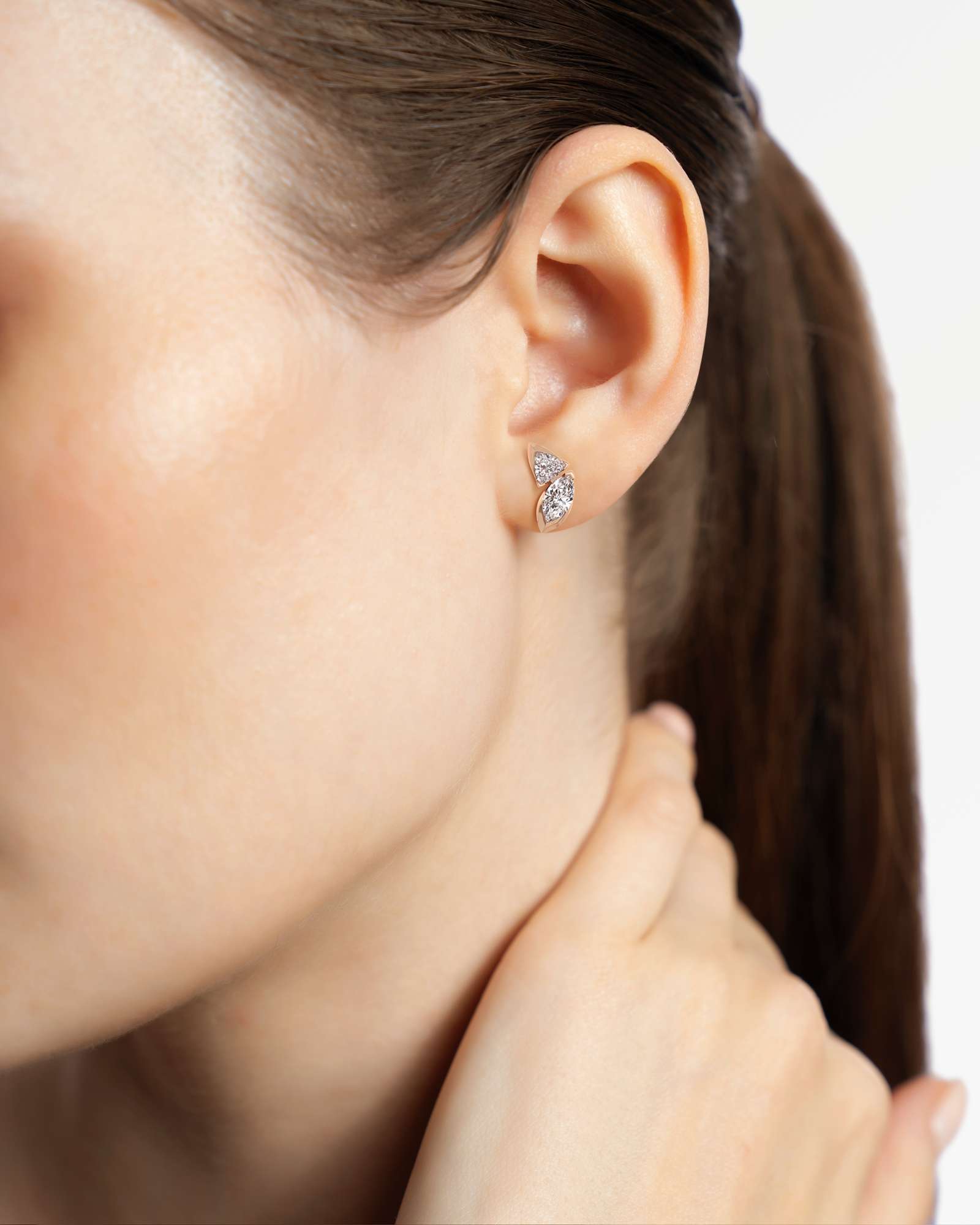Pinnacle Levé Diamond Stud Earrings, In 14K Rose Gold (1.80 ctw)