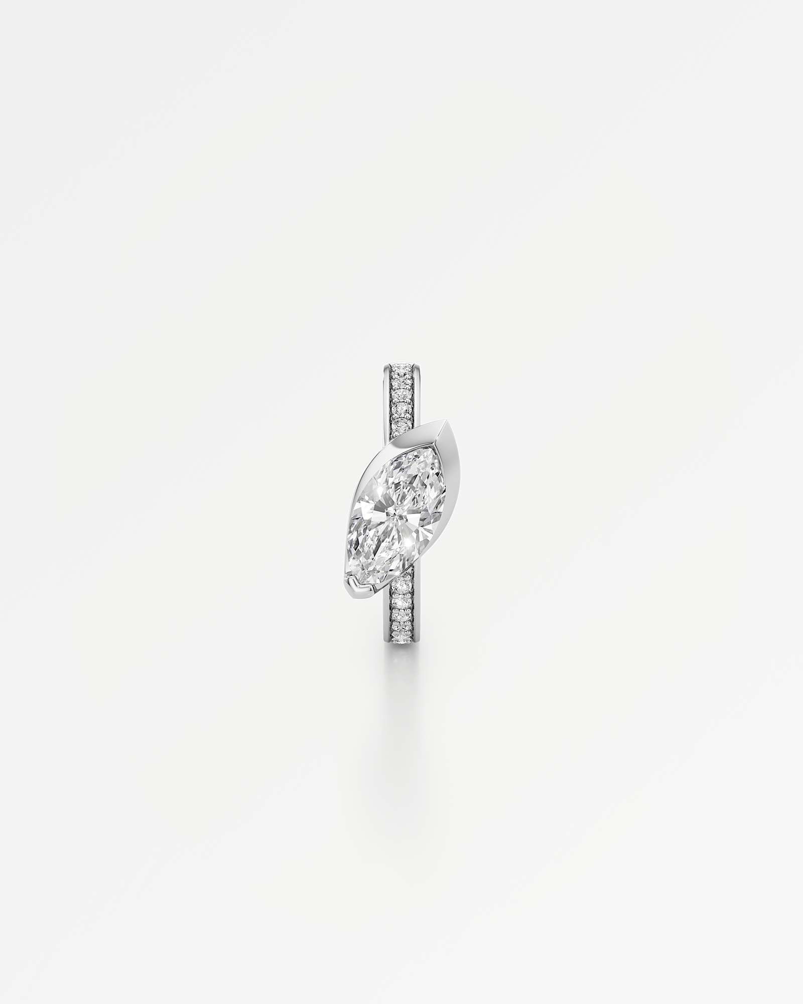 Pinnacle Ridalyn Diamond Hoop Earrings, With 0.50 ct Marquise Cut in 14K White Gold (1.13 ctw)