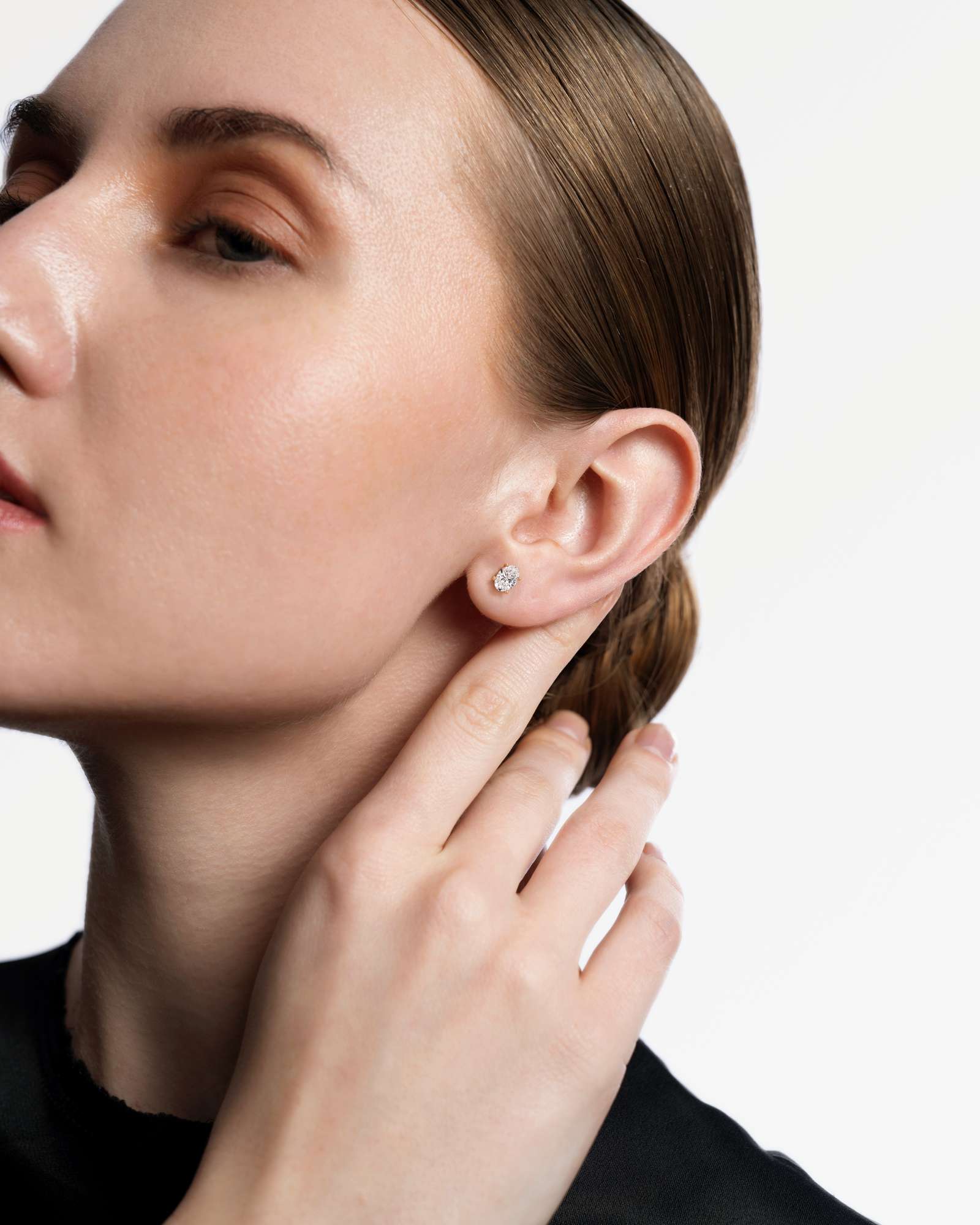 Verve Juliette Diamond Stud Earrings, With 0.50 ct Oval Cut in 14K Yellow Gold (1.00 ctw)