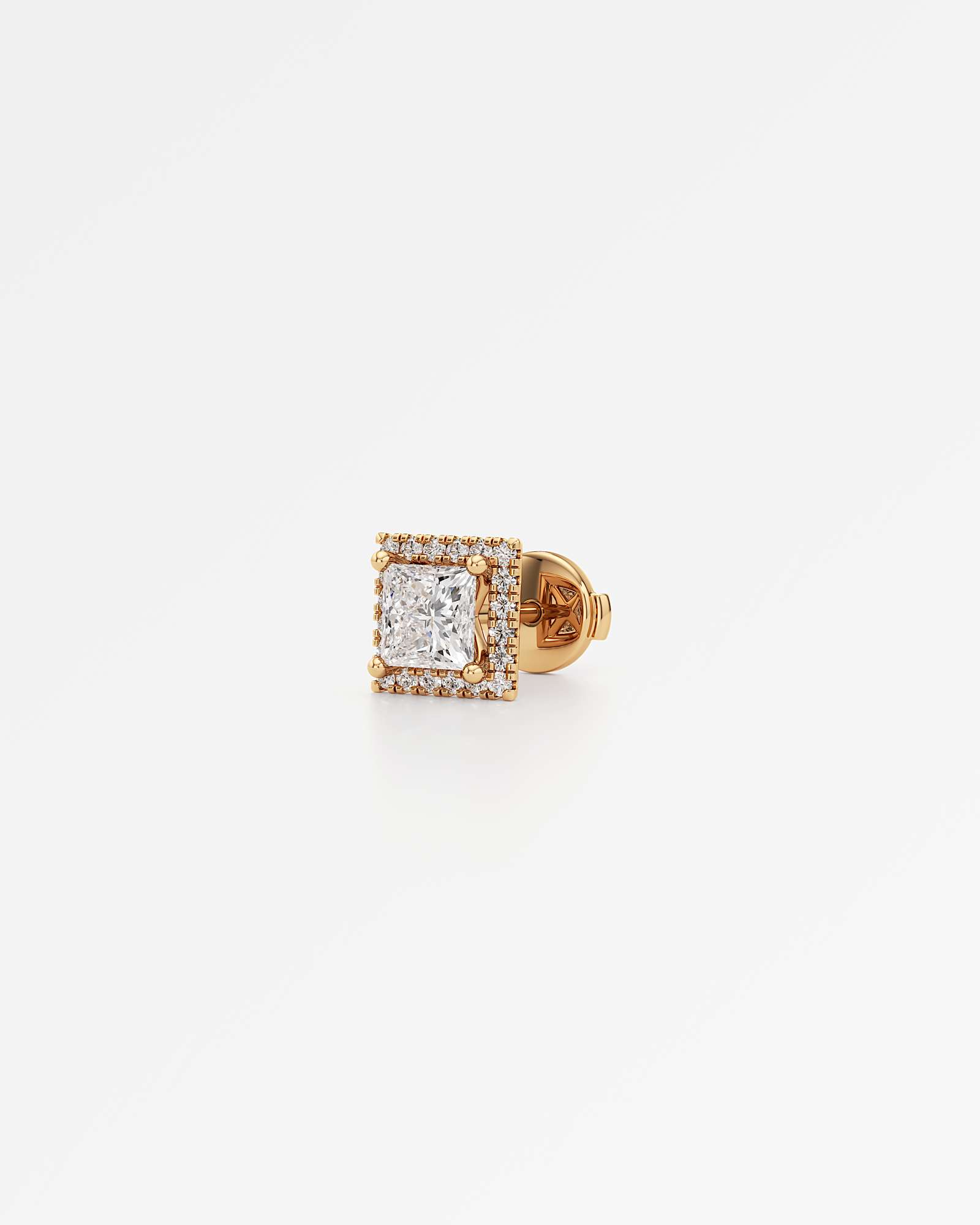 Verve Faye Diamond Stud Earrings, With 0.50 ct Princess Cut in 14K Yellow Gold (1.20 ctw)