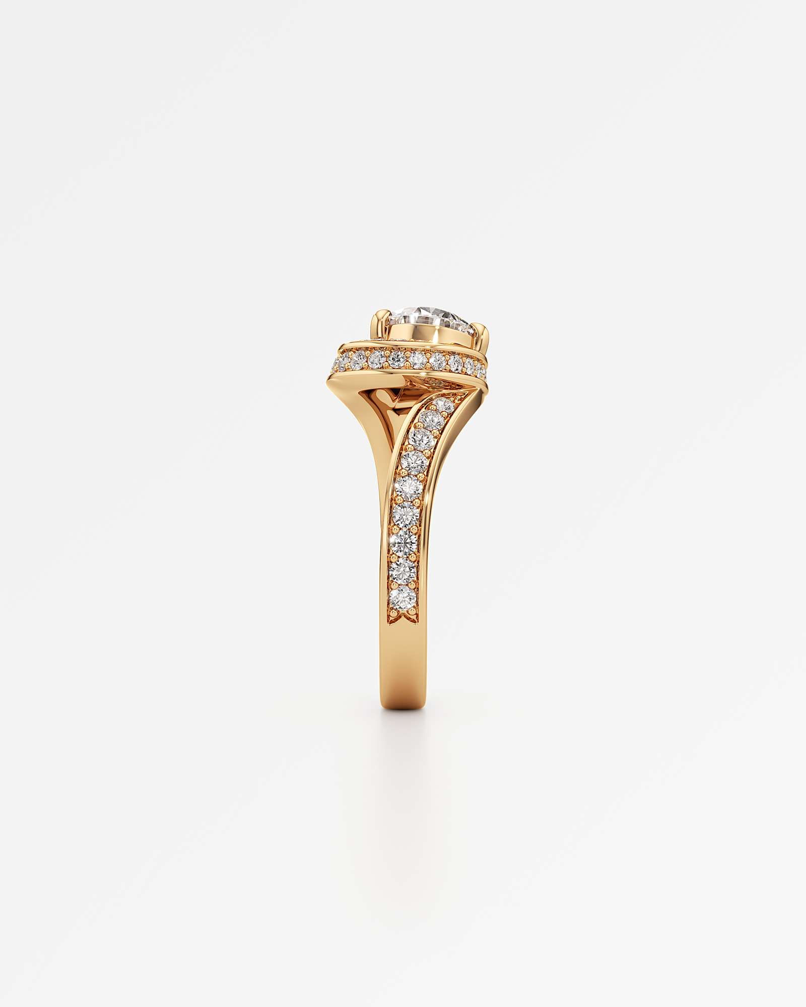 You Alizé Diamond Engagement Ring, With 1.50 ct Pear Cut in 14K Yellow Gold (2.11 ctw)