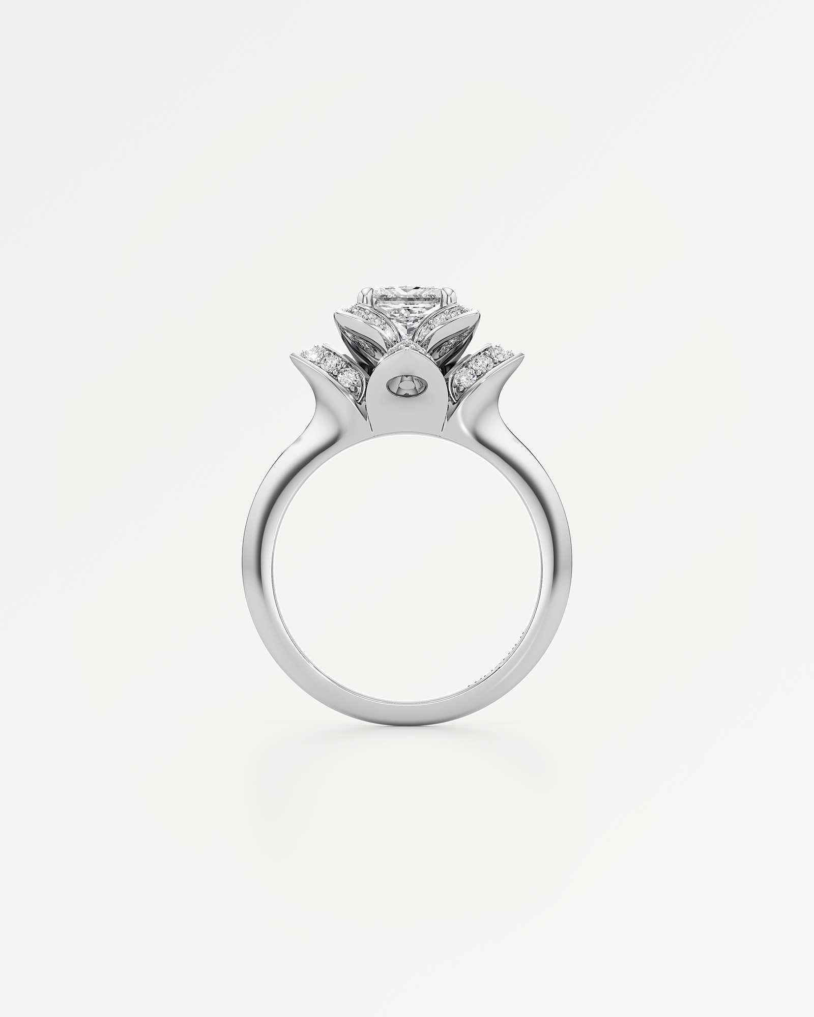 Velara Eterna Diamond Engagement Ring, With 1.00 ct Princess Cut in 14K White Gold (1.43 ctw)