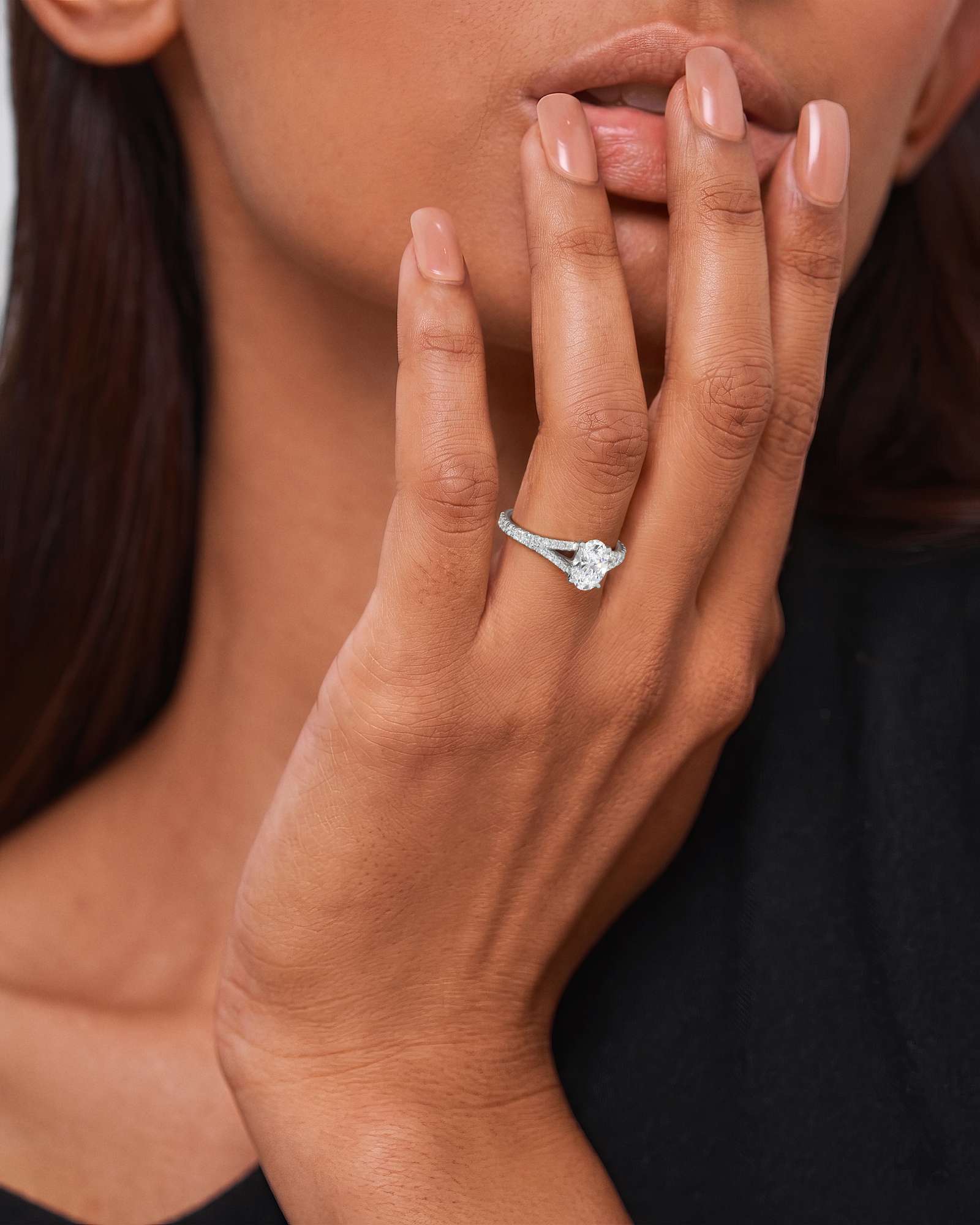 Verve Marisol Solitaire Diamond Engagement Ring, With 1.00 ct Oval Cut in 14K White Gold (1.41 ctw)