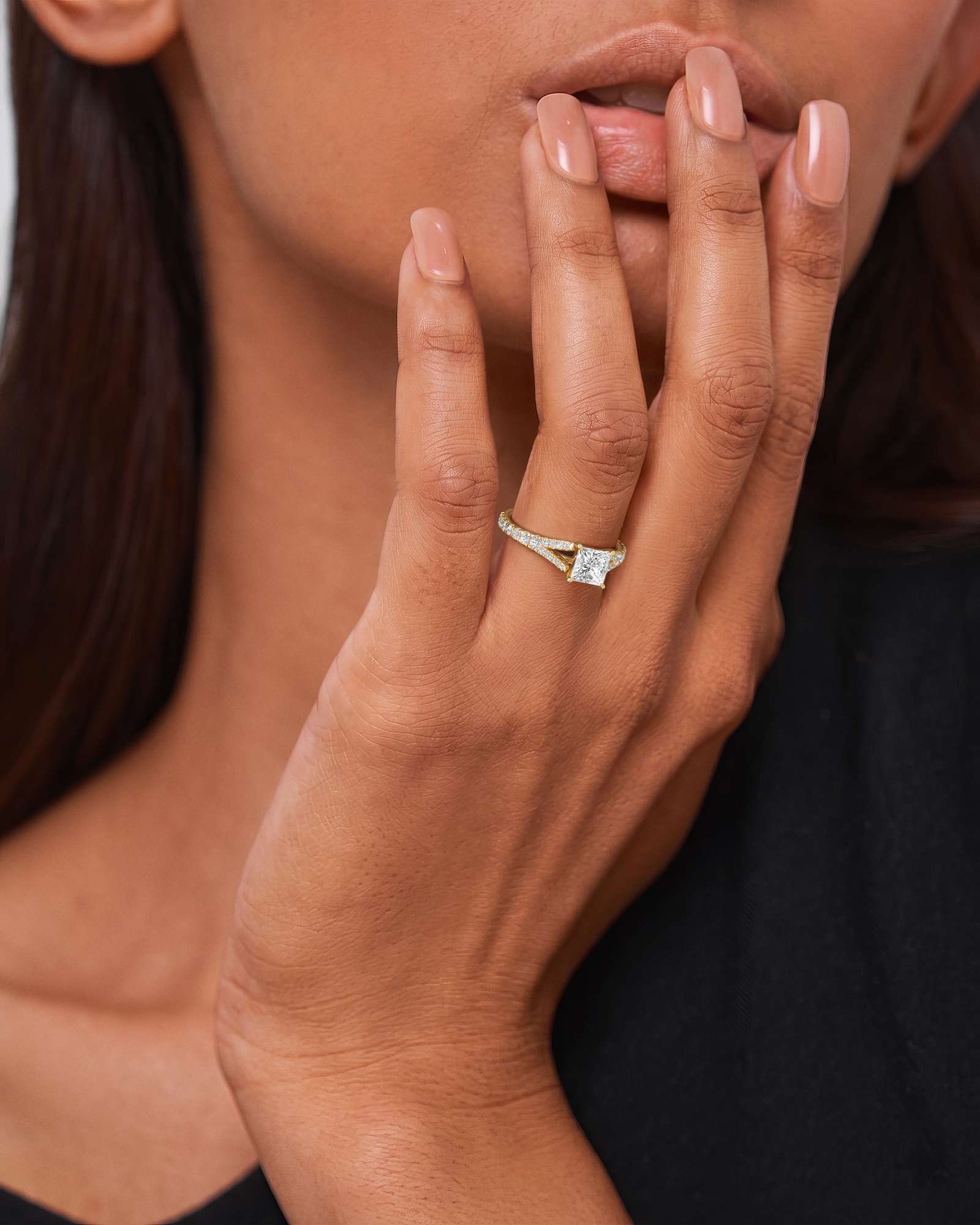 Verve Marisol Solitaire Diamond Engagement Ring, With 1.00 ct Princess Cut in 14K Yellow Gold (1.41 ctw)