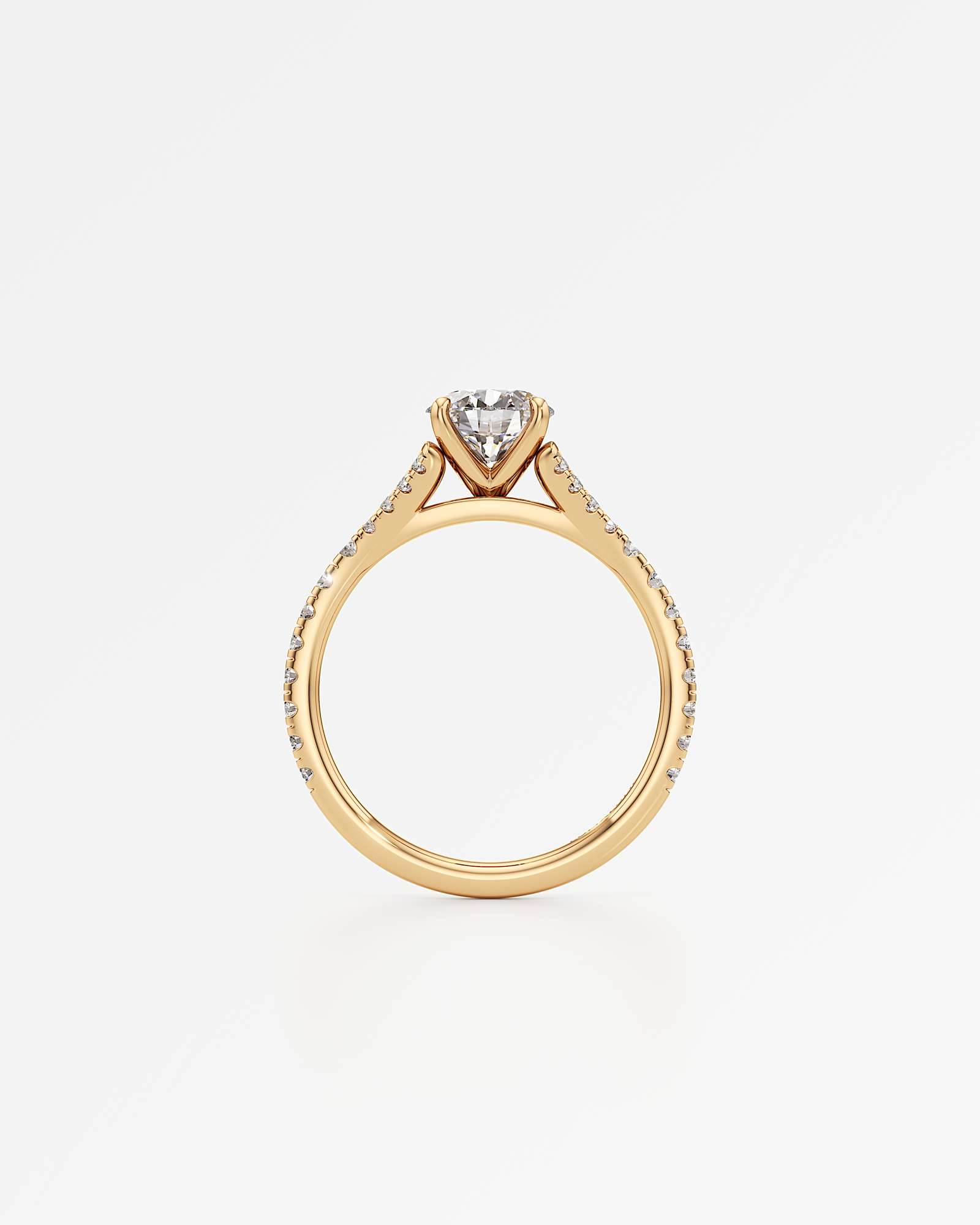 Verve Marisol Solitaire Diamond Engagement Ring, With 1.00 ct Round Cut in 14K Yellow Gold (1.41 ctw)