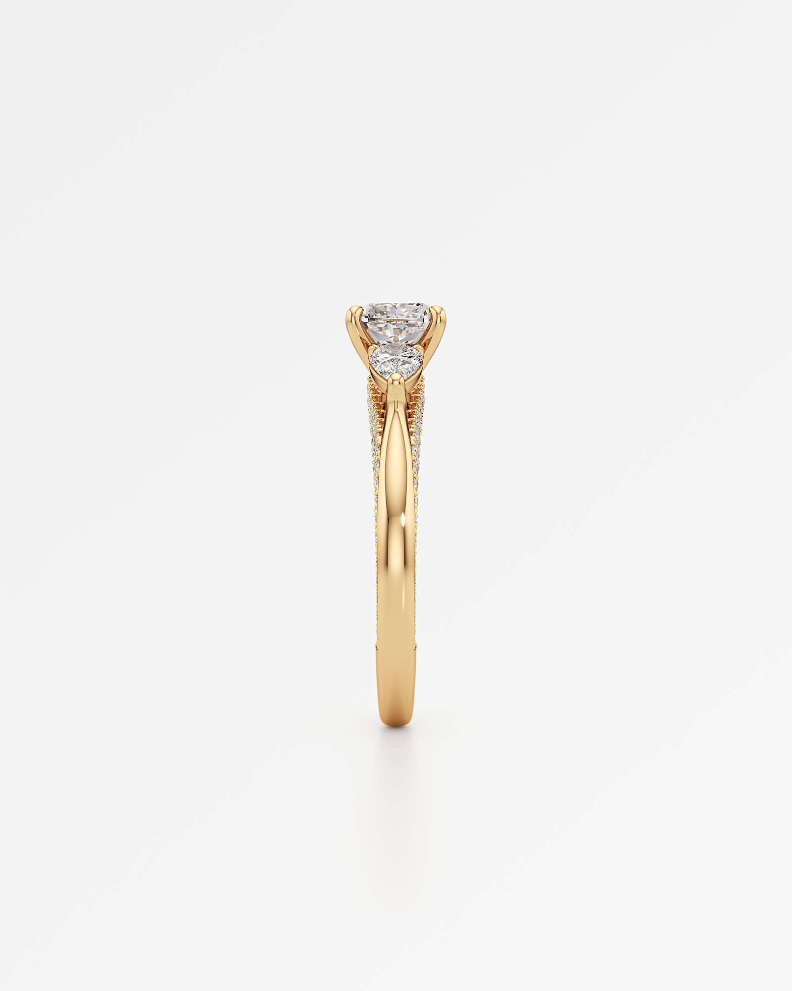 Verve Triana Solitaire Diamond Engagement Ring, With 1.00 ct Cushion Cut in 14K Yellow Gold (1.75 ctw)