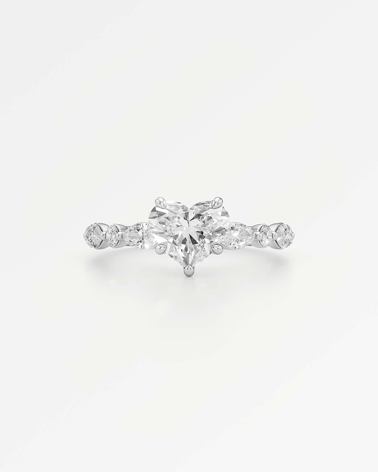 Verve Zolaine Solitaire Diamond Engagement Ring, With 1.00 ct Heart Cut in 14K White Gold (1.58 ctw)
