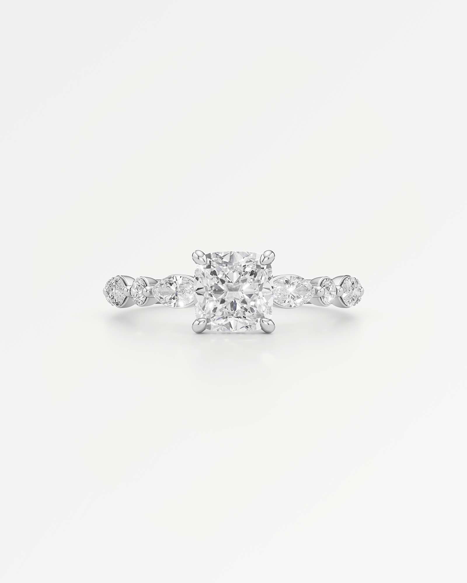 Verve Zolaine Hidden Halo Diamond Engagement Ring, With 1.00 ct Cushion Cut in 14K White Gold (1.64 ctw)