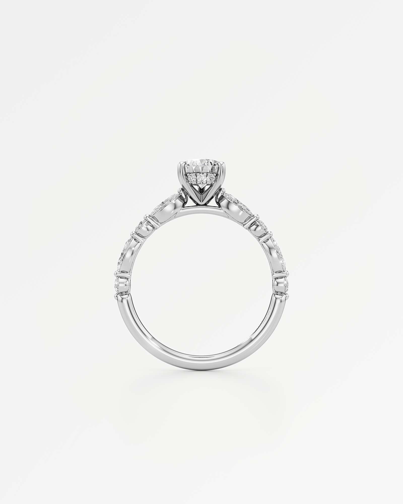 Verve Zolaine Hidden Halo Diamond Engagement Ring, With 1.00 ct Pear Cut in 14K White Gold (1.65 ctw)